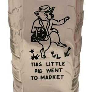 1950 Vintage Glass Milk Bottle This Little Pig Went to Market Farmhouse Decor